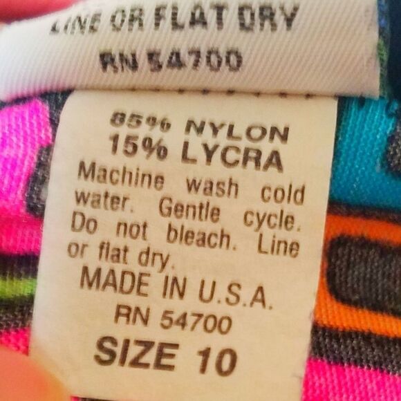 VINTAGE New Horizons Neon Retro Strappy Swimsuit - Picture 11 of 15